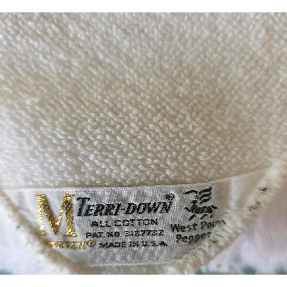 4 Pcs MARTEX Terri-Down Towels Blue White Floral 2 BathTowel 2 Wash Cloth Cotton